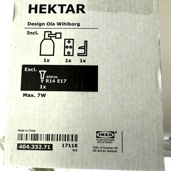 IKEA Hektar Wall Lamp Beige NIB 404.332.71 with New bulb and clamp - Picture 3 of 4